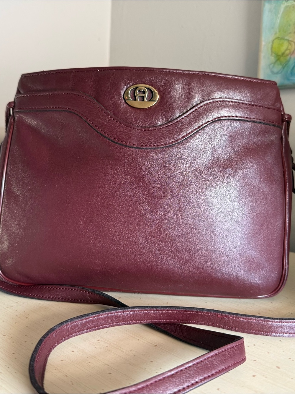 Vintage Etienne Aigner Burgundy Leather Shoulder Crossbody Bag